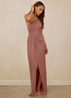 Christian Siriano Bridal for Azazie 1003 Bridesmaid Dresses Cedar Rose Sheath One Shoulder Chiffon Dress image3