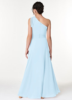 Azazie Cleo Junior Abito A-Line in Chiffon Plissettato Azzurro image2