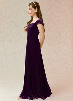 Azazie Gabi Junior Grape A-Line Velvet Dress image5