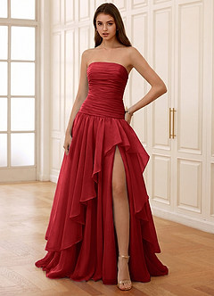 Ocavivien Rojo Vestido de fiesta de tul image5