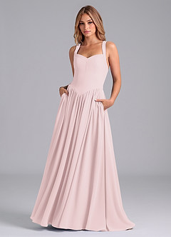 Azazie Francis Bridesmaid Dresses Blushing Pink A-Line Corset Chiffon Dress image1