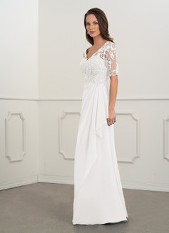Azazie Amedeus Mother of the Bride Dresses Ivory A-Line V-Neck Lace Chiffon Dress image8