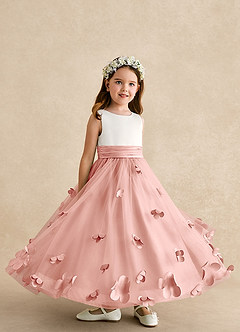 Azazie Vi Flower Girl Dresses Rosette A-Line Sleeveless Tulle Dress image8