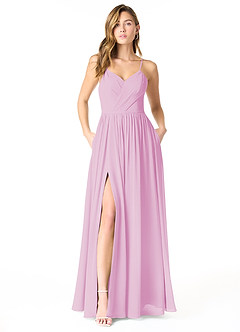 Azazie Cora Bridesmaid Dresses Candy Pink A-Line Pleated Chiffon Dress image1