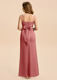 Azazie Minnie Junior Antique Rose Sheath Ruched Stretch Satin Dress image2