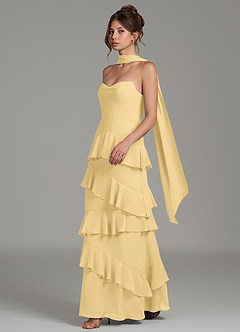 Azazie Imani Bridesmaid Dresses Butter A-Line Ruched Chiffon Dress image3