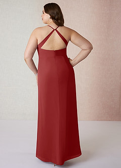 Azazie Manila Bridesmaid Dresses Rust Sheath V-Neck Chiffon Dress image8