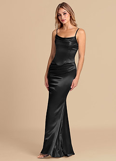 Azazie Sorrel Bridesmaid Dresses Black Mermaid Corset Metallic Satin Convertible Dress image4