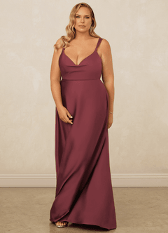 Christian Siriano Bridal for Azazie 1001 Robes de demoiselle d'honneur Robe Trapèze en Satin extensible Encolure en Forme de Cœur Merlot image15