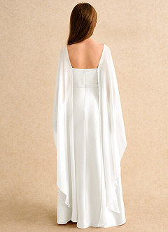 Azazie Fishie Junior Formal Flower Girl Dresses Ivory A-Line Matte Satin Dress image2