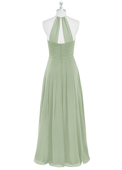Azazie Ginger Bridesmaid Dresses Dusty Sage A-Line Halter Pleated Chiffon Dress image7