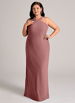 Azazie Doretta 신부 들러리 드레스 인어 주름진 쉬폰 바닥 길이 드레스 image9