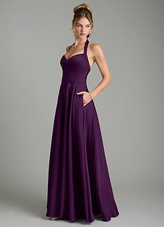 Azazie Tenaya Bridesmaid Dresses Grape A-Line Sweetheart Neckline Stretch Satin Dress image5