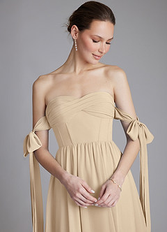 Azazie Ayanna Abiti da Damigella Abito A-Line in Chiffon a Spalla Scoperta Champagne image5