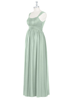 Azazie Melanie Maternity Bridesmaid Dresses Empire Pleated Mesh Floor-Length Dress image8