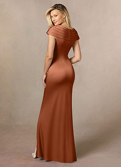 Azazie Anderson Mère de la mariée Robes Robe Trapèze en Satin extensible Plissée Cuivre image5