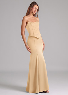 Azazie Ximena Bridesmaid Dresses Gold Mermaid Corset Stretch Satin Convertible Dress image5