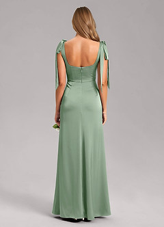 Azazie Frostine Brautjungfernkleider A-Linie Schleifen Stretch-Satin Kleid Matcha image8