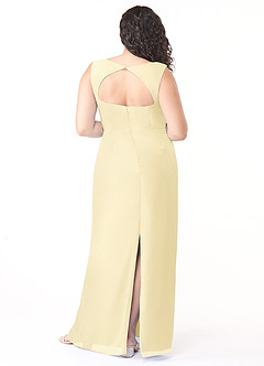 Azazie Flori Bridesmaid Dresses Lemon Sorbet Sheath Square Neckline Chiffon Dress image8