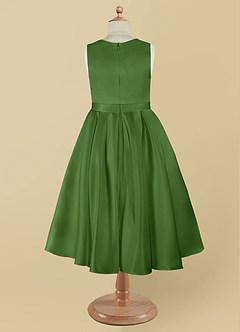 Azazie Coco Flower Girl Dresses Basil A-Line Bow Matte Satin Dress image9