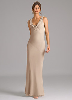 Azazie Rylina Bridesmaid Dresses Taupe Mermaid Pleated Chiffon Dress image4