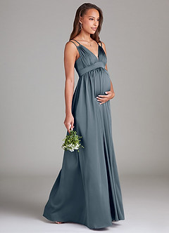 Azazie Emree vestidos de dama de honor de maternidad Vestido de Corte En A Con bolsillos Hasta el suelo Satén Elástico image4