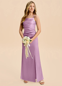 Azazie Nova Junior Wisteria Sheath Pleated Stretch Satin Dress image3