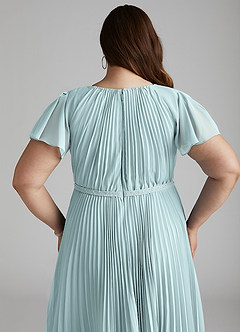 Azazie Kara Bescheidene Brautjungfernkleider A-Linie Plissee Chiffon Bodenlänge Kleid image5