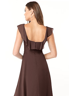 Azazie Jinny Final Sale Mulberry A-Line Square Neckline Ruched Chiffon Dress image12
