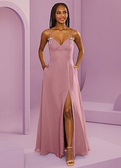 Barbie ♥ Azazie Bridesmaid Dresses Dusty Rose A-Line with Pockets Chiffon Dress image1