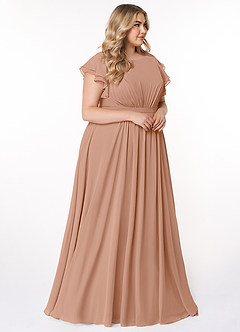 Azazie Daphne Bescheidene Brautjungfernkleider A-Linie Gekräuselt Chiffon Bodenlänge Kleid image9