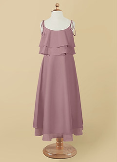 Azazie Temi Flower Girl Dresses A-Line Spaghetti Strap Chiffon Ankle-Length Dress image5