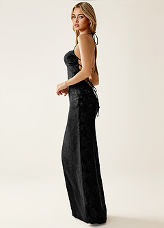 Angena Black Jacquard Open Back Summer Dress image4