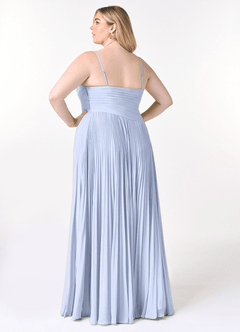 Azazie Vini Robes de demoiselle d'honneur Robe Trapèze en Mousseline de soie Col V plissé Eis image8