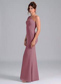 Azazie Rinna Bridesmaid Dresses Vintage Mauve Mermaid One Shoulder Chiffon Dress image4