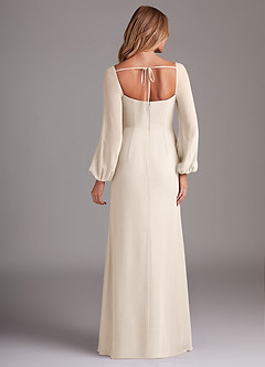 Azazie Charissa Bridesmaid Dresses White Alabaster Sheath Long Sleeve Chiffon Dress image6