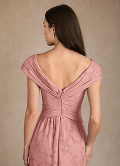 Azazie Myrtle Mother of the Bride Dresses Rosette A-Line Pleated Floral Burnout Dress image6