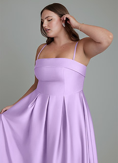 Azazie Lucienne Bridesmaid Dresses Lilac A-Line Strapless Stretch Satin Convertible Dress image14