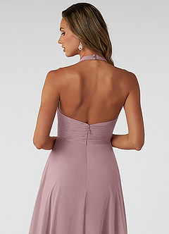 Azazie Tessie Bridesmaid Dresses Dusty Rose A-Line V-Neck Pleated Chiffon Dress image4