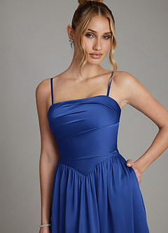 Azazie Zena Bridesmaid Dresses Royal Blue A-Line Strapless Stretch Satin Dress image2