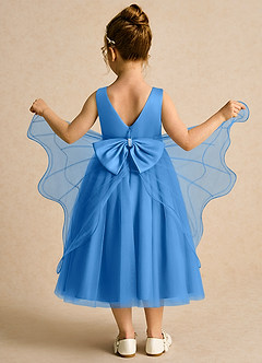 Azazie Pear Abiti da Ragazza di Fiori Abito Principessa in Tulle Fiocco Blue Jay image3