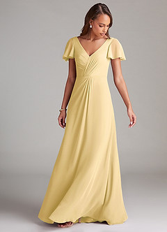 Azazie Soren Bridesmaid Dresses Butter A-Line Ruched Chiffon Dress image5