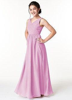 Azazie Sawyer Junior Candy Pink A-Line Pleated Chiffon Dress image5