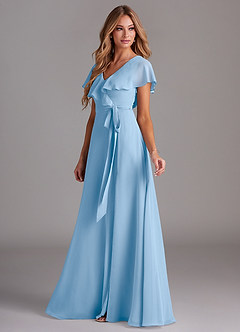 Azazie Lainey Bridesmaid Dresses Powder Blue A-Line with Pockets Chiffon Dress image5