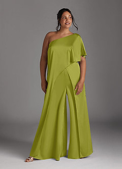 Azazie Hagretta Mother of the Bride Dresses Lemongrass Jumpsuit/Pantsuit Stretch Satin Dress image9