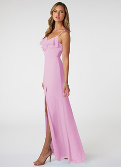 Azazie Natalia Bridesmaid Dresses Candy Pink A-Line Chiffon Dress image3