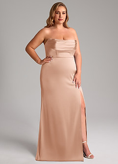Azazie Saige Brautjungfernkleider Etui Schulterfrei Stretch-Satin Kleid Roségold image17