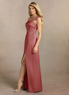 Azazie Laramie Mère de la mariée Robes Robe Sirène en Satin extensible Plissée Antique Rose image4