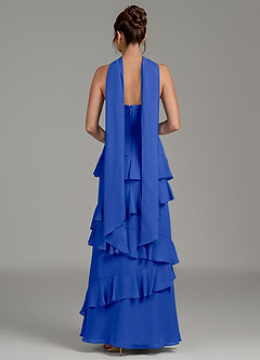 Azazie Imani Robes de demoiselle d'honneur Robe Trapèze en Mousseline de soie Rayé Bleu Roi image4