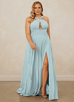 Christian Siriano Bridal for Azazie 1009 Brautjungfernkleider A-Linie Plissee Chiffon Kleid Nebel image9